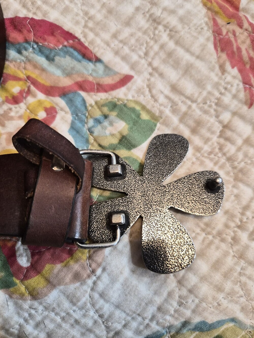 Silpada Designs Women's Brown Leather Fashion Belt Size M Flower Buckle - Picture 3 of 6